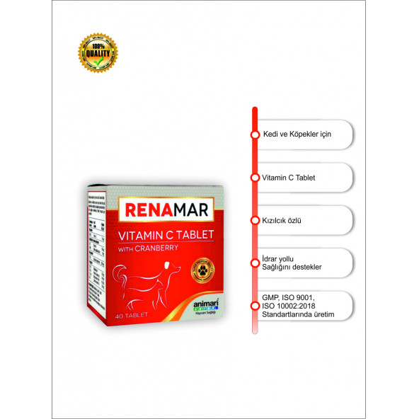 Renemar Vitamin C Tablet With Cranberry  40 Tablet Animari