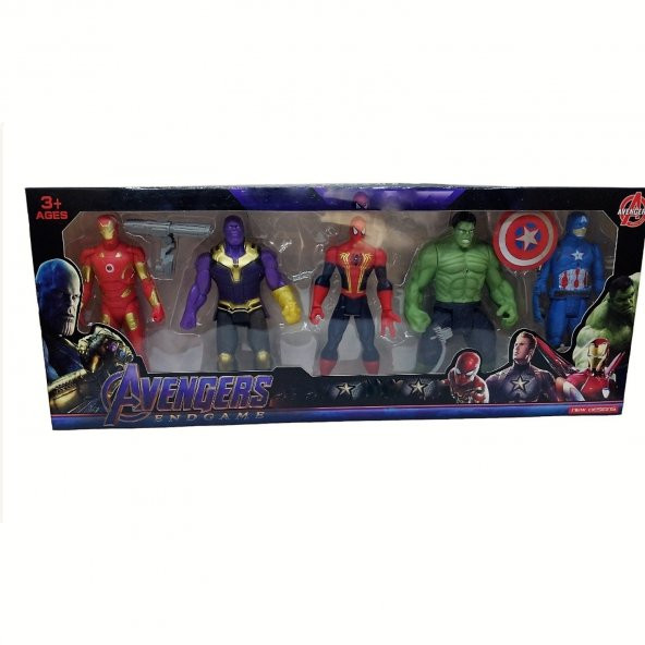 5li Süper Kahraman Spiderman Hulk ve Diğerleri