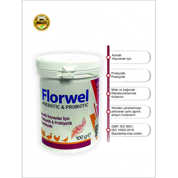 Florwel 100 gr Kanatlı hayvanlar için Probiyotik&Prebiyotik