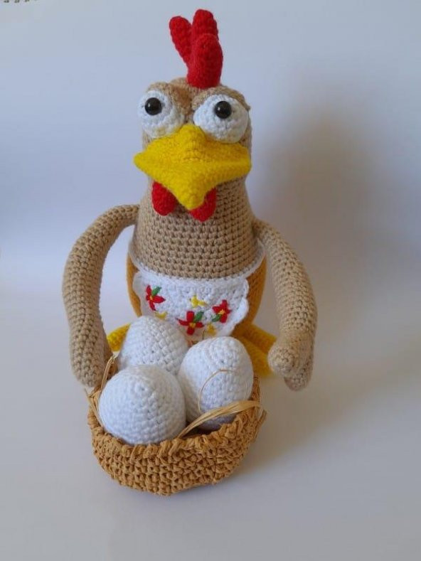 Yumurtacı Tavuk Amigurumi Organik Oyuncak