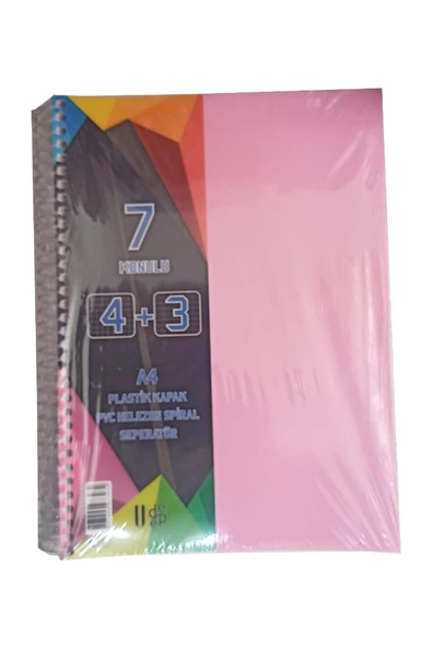 4+3 Ayraçlı Defter 7 Konulu 175 Yaprak 1 Adet 4 Kareli 3 Çizgili Spralli Plastik Kapak Seperatörlü - 5