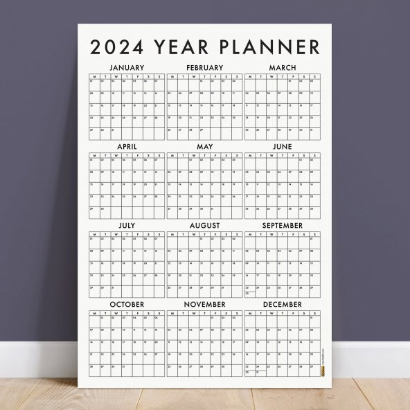 2024 Yıllık Planlayıcı Duvar Takvimi, 2024 Takvim - 70x100 cm