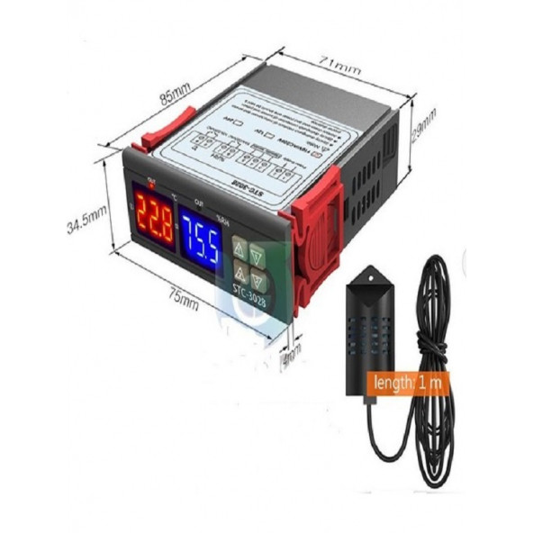 Stc STC-3028 Isı ve Nem Termostatı Çift Ekran 220V - 3