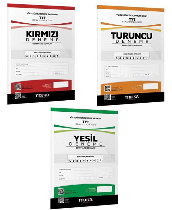 TYT Kırmızı Turuncu Yeşil 3 lü Deneme Seti Marka Yayınları