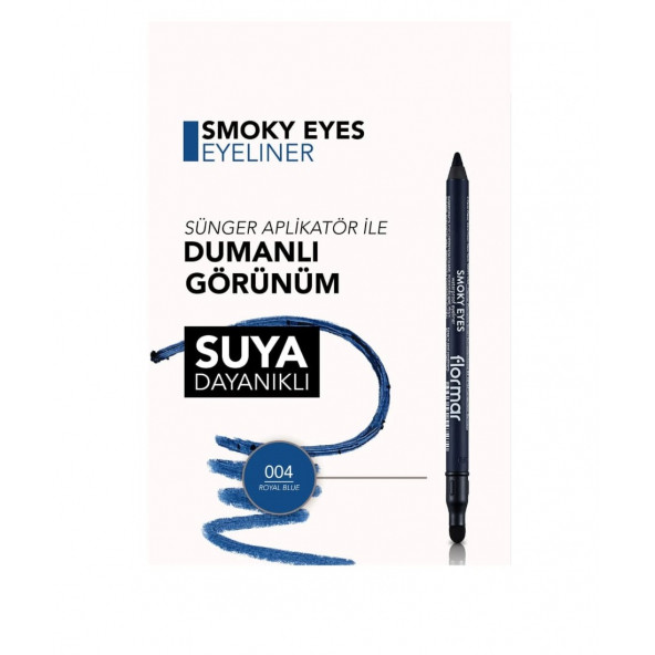 Flormar Smoky Eyes Waterproof Eyeliner 004 Royal Blue - 5