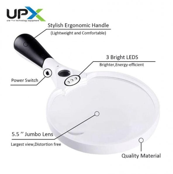 Upx 605B Led Işıklı El Tipi Büyüteç (3x 4,5x 25x Diopter) - 3