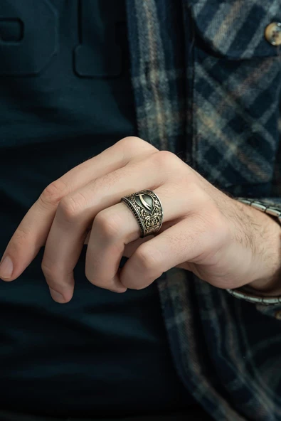 Zülfikar Kılıcı Desenli 925 Gümüş Erkek Yüzük - Resim 4