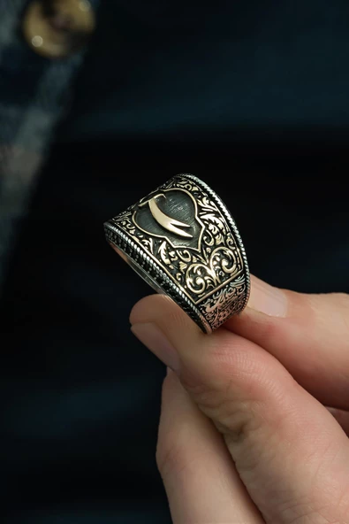 Zülfikar Kılıcı Desenli 925 Gümüş Erkek Yüzük - Resim 8