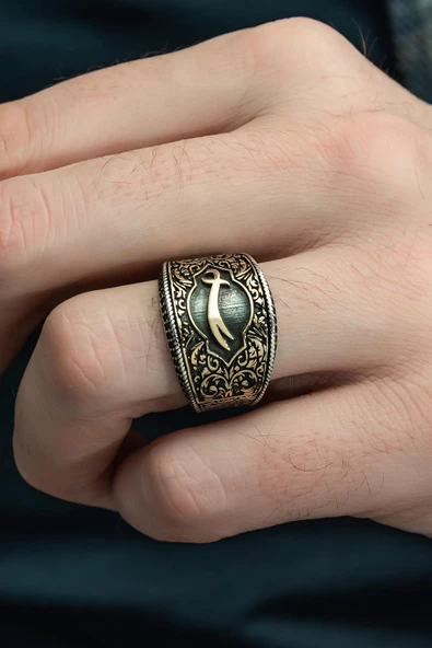 Zülfikar Kılıcı Desenli 925 Gümüş Erkek Yüzük ürün görseli