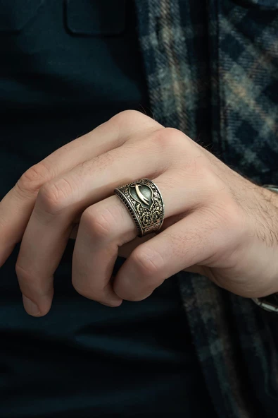 Zülfikar Kılıcı Desenli 925 Gümüş Erkek Yüzük - Resim 6
