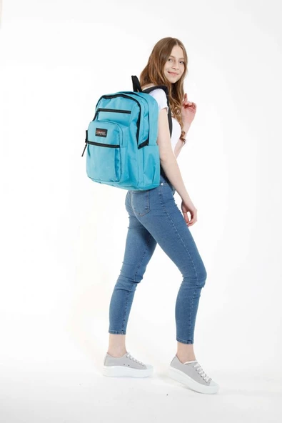 Kaukko Full Pocket Okul ve Günlük Sırt Çantası - Turkuaz - Resim 3