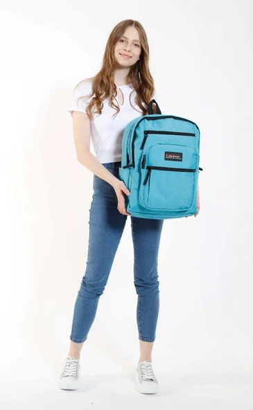 Kaukko Full Pocket Okul ve Günlük Sırt Çantası - Turkuaz - Resim 4