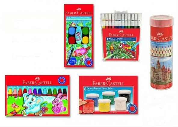 FABER CASTELL KURU SULU PASTEL KEÇELİ 12 RENK 5 PARÇA BOYA SETİ