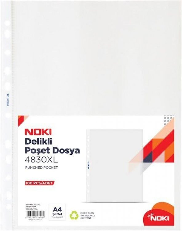 NOKİ ŞEFFAF POŞET DOSYA XL 100 LÜ 4830XL ÜCRETSİZ KARGO