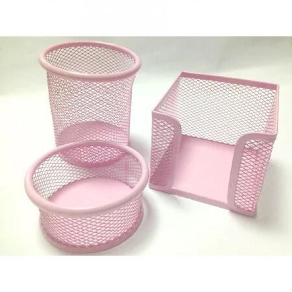 METAL KALEMLİK SETİ PERFORE ÜÇLÜ PEMBE ÜCRETSİZ KARGO ürün görseli 1