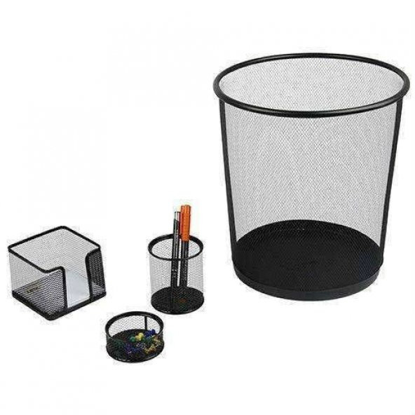 Metal Perfore Ofis Seti 4lü - Siyah ÜCRETSİZ KARGO ürün görseli 1