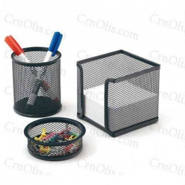 3 LÜ METAL KALEMLİK SETİ SİYAH PERFORE ürün görseli 1