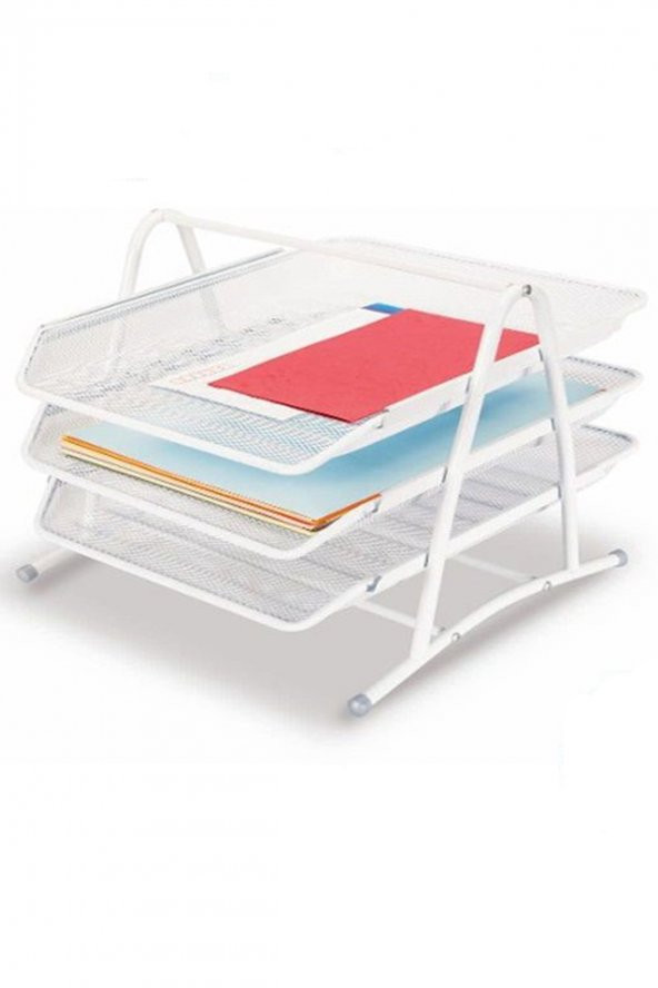 RENKLİ METAL EVRAK RAFI HAREKETLİ 3 LÜ ürün görseli