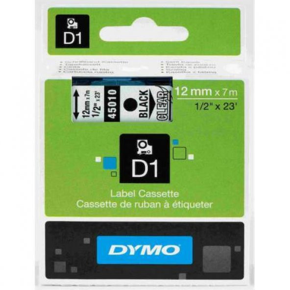 DYMO D1 ŞERİT 12MM x 7MT SİYAH  BEYAZ 720610 45021 ÜCRETSİZKARGO ürün görseli 1