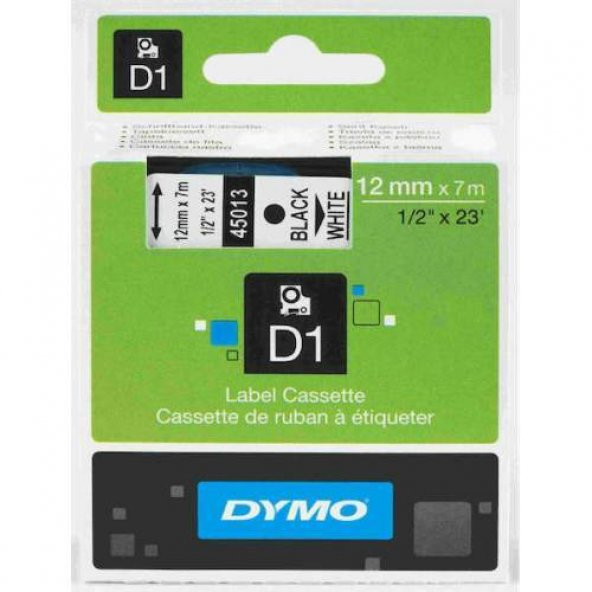 DYMO D1 ŞERİT 12MM x 7MT BEYAZ / SİYAH 720530 45013 ÜCRETSİZ KARG - 1