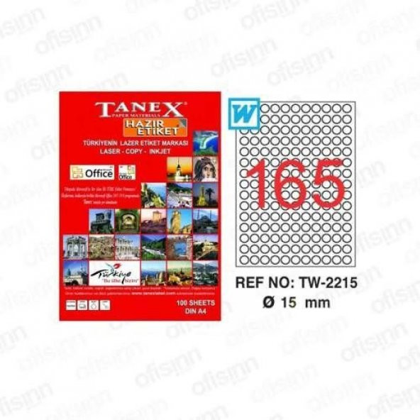 Tanex TW-2215 - 15 mm Laser Etiket 100 Adet Ücretsiz Kargo