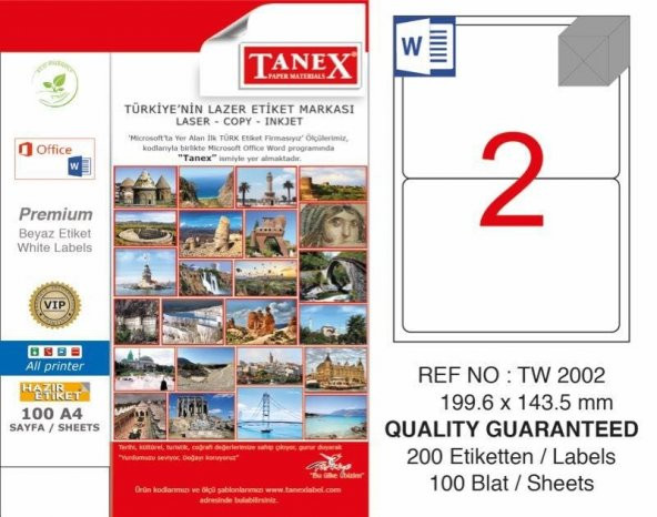 TANEX LASER ETİKET TW-2002 - 199.6 X 143.5 MM Ücretsiz Kargo ürün görseli 1