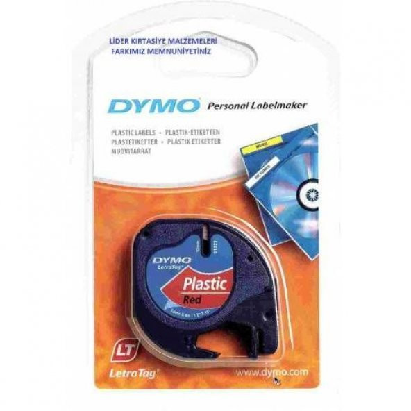 DYMO LETRATAG PLASTİK ETİKET KIRMIZI 59424 ÜCRETSİZ KARGO ürün görseli 1