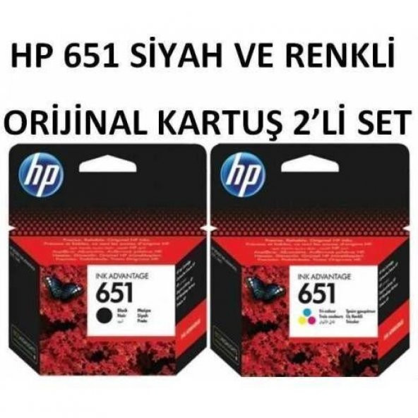 HP 651 Siyah ve Renkli Orjinal Kartuş Ücretsiz Kartuş