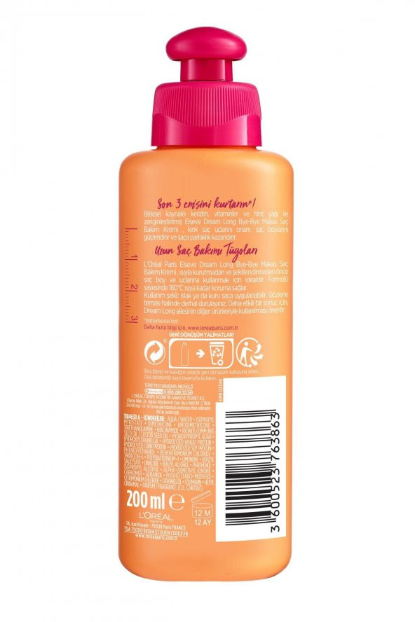 Loréal Paris Dream Long Bye-bye Makas Saç Bakım Kremi 200 ml - 3