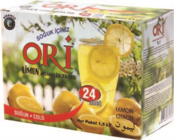 ORİ LİMON AROMALI SOĞUK İÇECEK TOZU 9 GR X 24 PAKET ürün görseli
