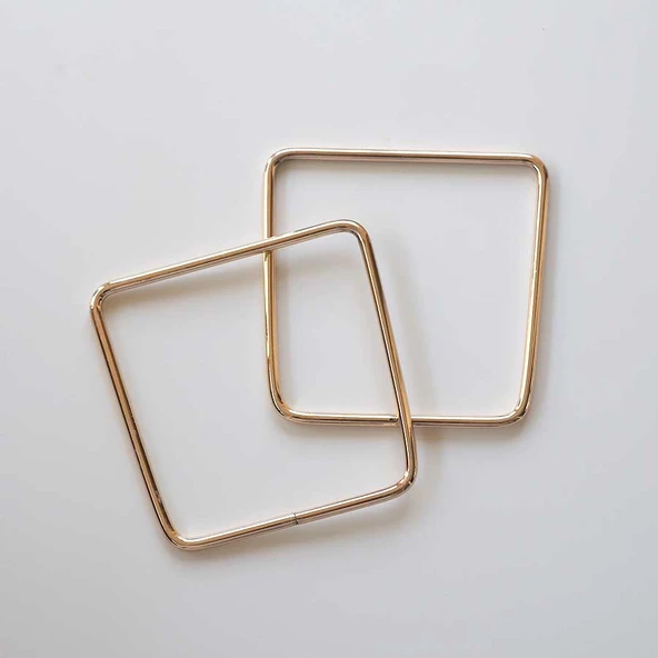 Metal Çanta Sapı // Gold Kare (Çift)