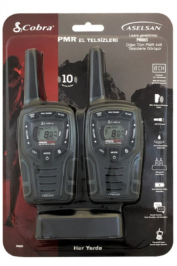 Aselsan Pm-865 Pil Ve Şarj Dahil 10 Km Ikili Titreşimli El Telsizi - Resim 2