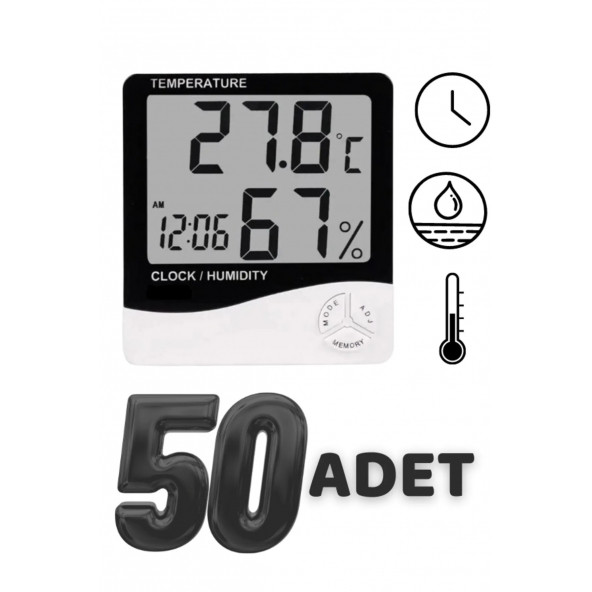 50 Adet Dijital Termometre Sıcaklık Ve Nem Ölçer Masa Saati Alarm A33 - (50 Adet.). - 3