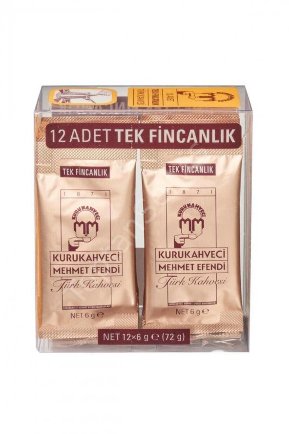 Mehmet Efendi 12 Adet Tek Fincanlık Türk Kahvesi 6 gr