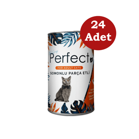Perfect Somon Balıklı Parça Etli Yetişkin Kedi Konservesi 400 gr x 24 Adet