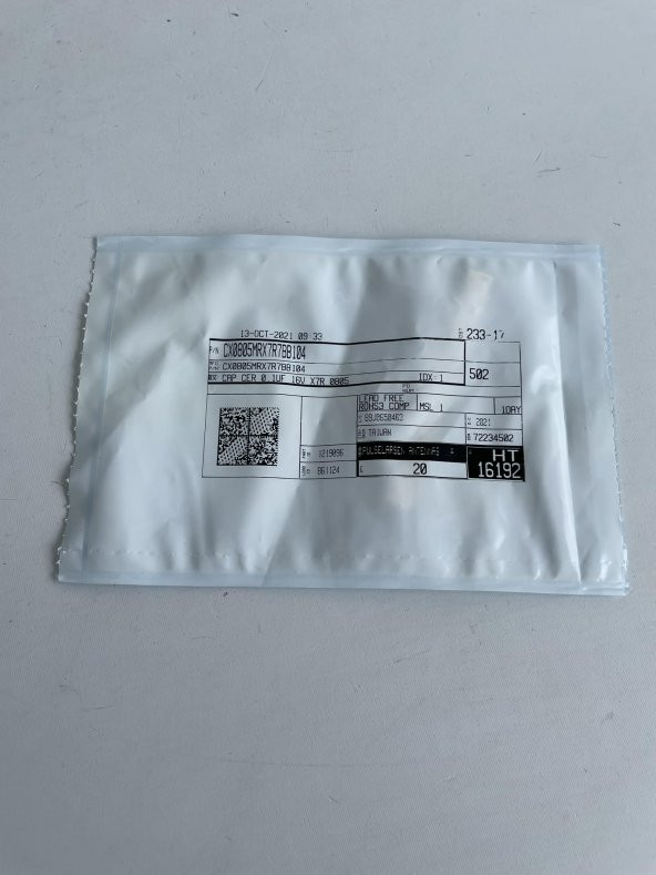 Pulse Electronics CX0805MRX7R7BB104 Seramik Kapasitör 20 Adet - Resim 3