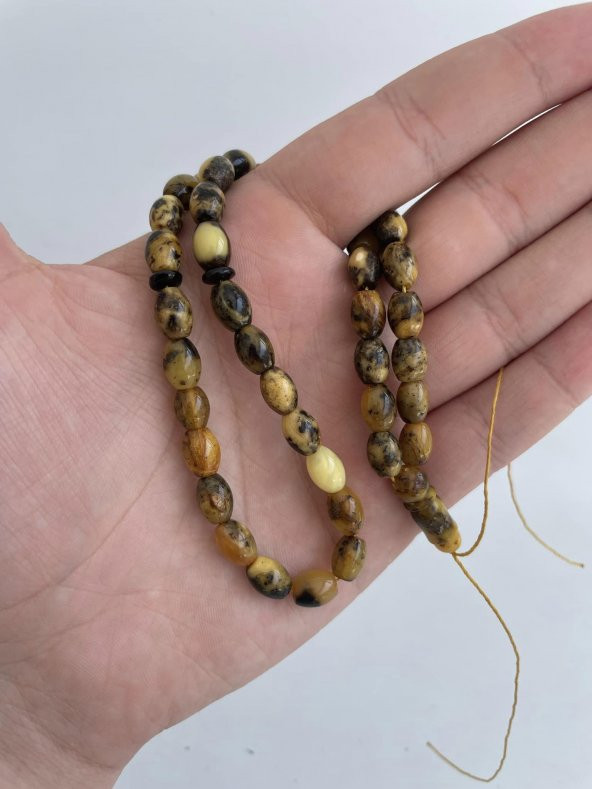Doğal Kaya Damla Kehribar Tesbih 45lik 9,1x6,6mm 11,20 Gram