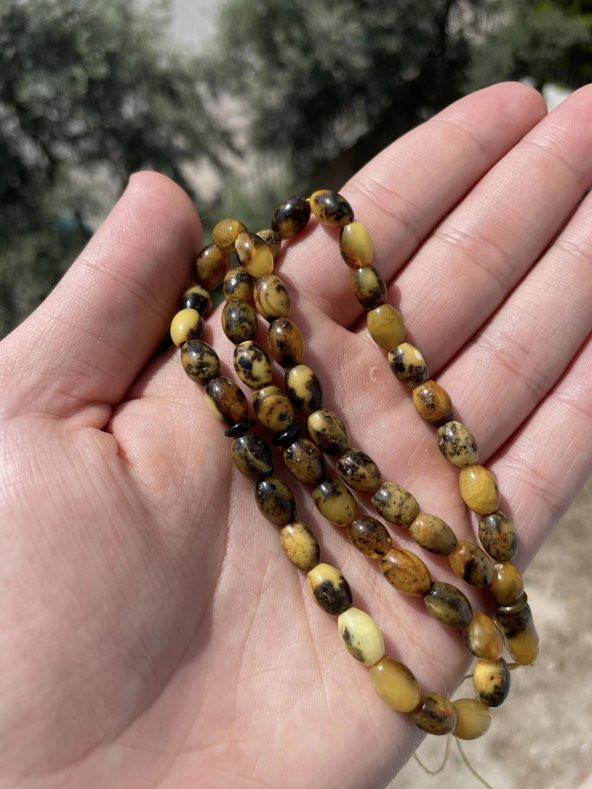 Doğal Kaya Damla Kehribar Tesbih 45lik 9,1x6,6mm 11,20 Gram - 2