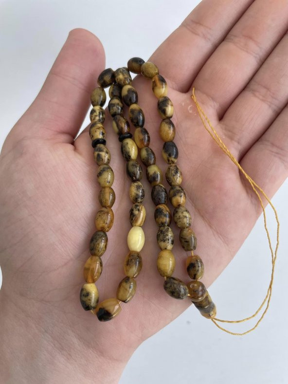 Doğal Kaya Damla Kehribar Tesbih 45lik 9,1x6,6mm 11,20 Gram - 3