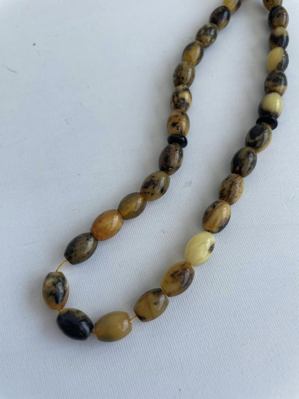 Doğal Kaya Damla Kehribar Tesbih 45lik 9,1x6,6mm 11,20 Gram - 5