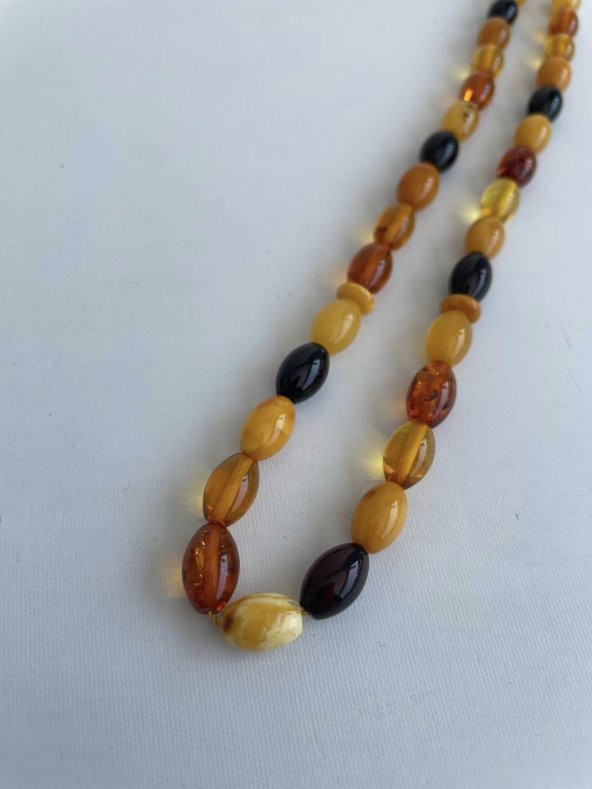Renk Karması Doğal Kaya Damla Kehribar Tesbih 33lük 11,7x7,5mm 13,80 Gram - 4
