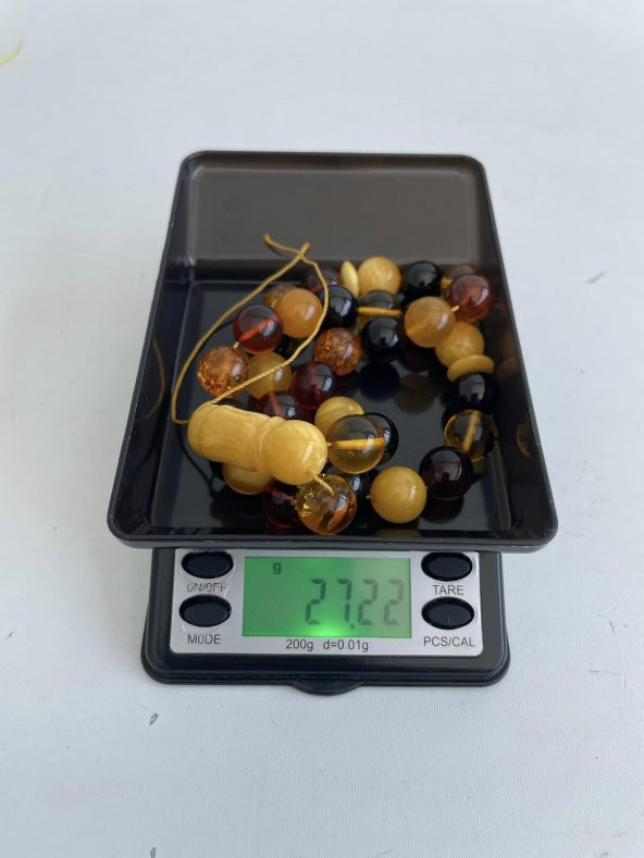 Renk Karması Doğal Kaya Damla Kehribar Tesbih 33lük 11mm 27,20 Gram - Resim 8