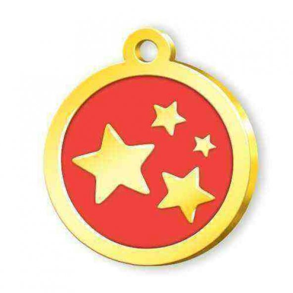 Altın Kaplama Yıldızlı Künye - Kırmızı ürün görseli 1