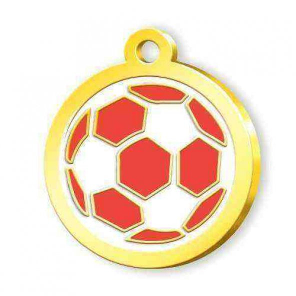 Altın Kaplama Futbol Topu Künye - Kırmızı Beyaz