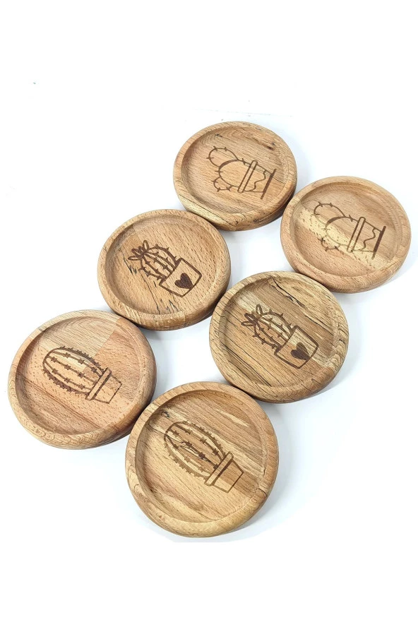 Ahşap Fincan Ve Bardak Altlığı 6lı Kahve Altı Oval ürün görseli 1