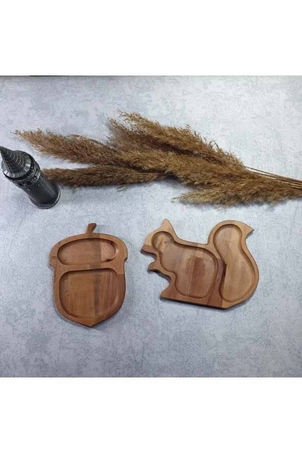 Ahşap Sincap Fındık Servis Tabağı Düzenleyici Çerezlik Baharatlık Kz10201 - 2