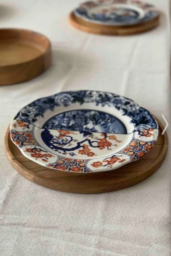 Masif Kayın Ahşap Büyük Boy Sunum Tabağı 30 Cm Dekoratif - 2