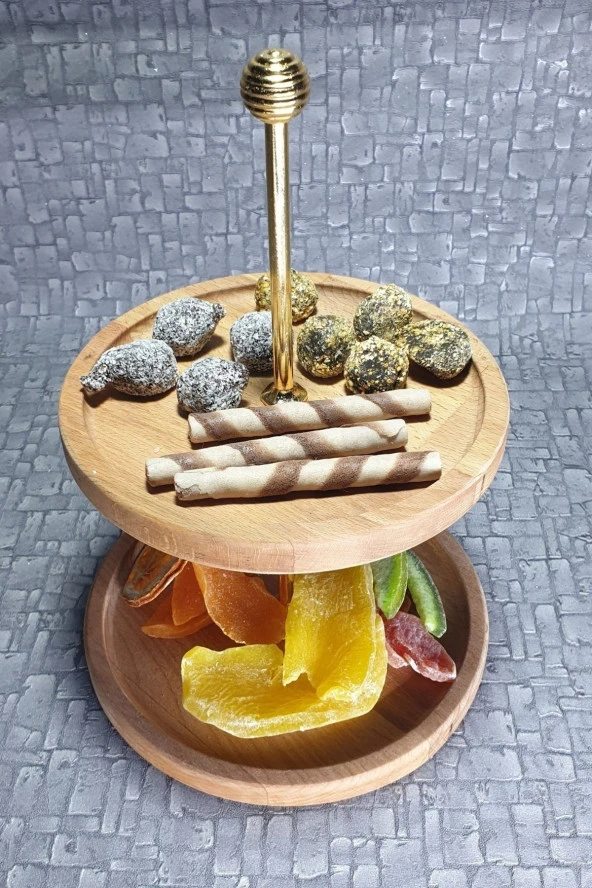 Ahşap Katlı Kurabiyelik Oval Kz10121 - 2