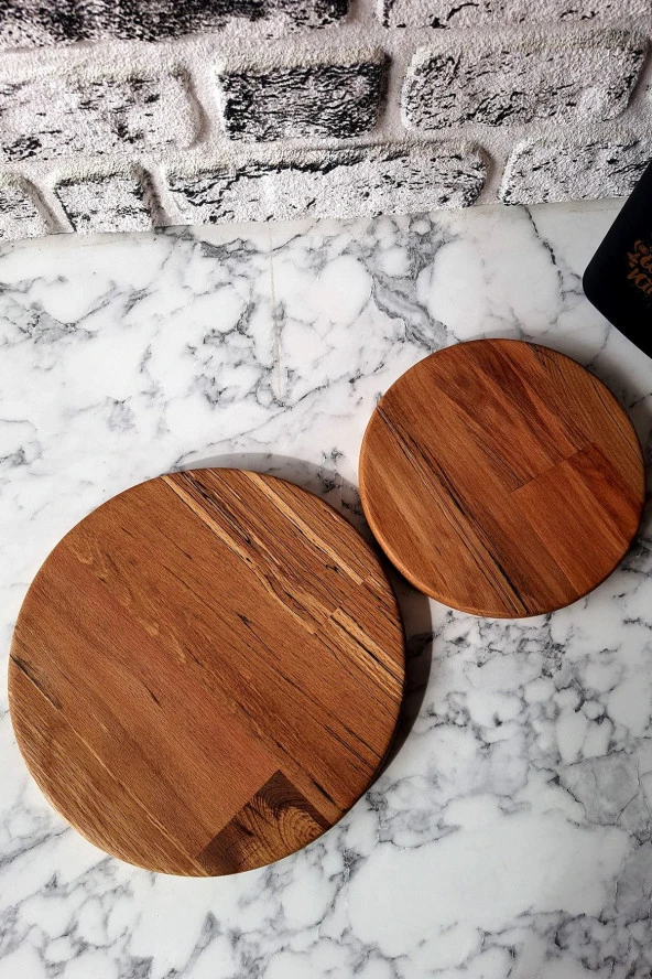 Servis Tabağı Kayın Tabak 2'li Kesme Tahtası Kahvaltı Tabağı - 2