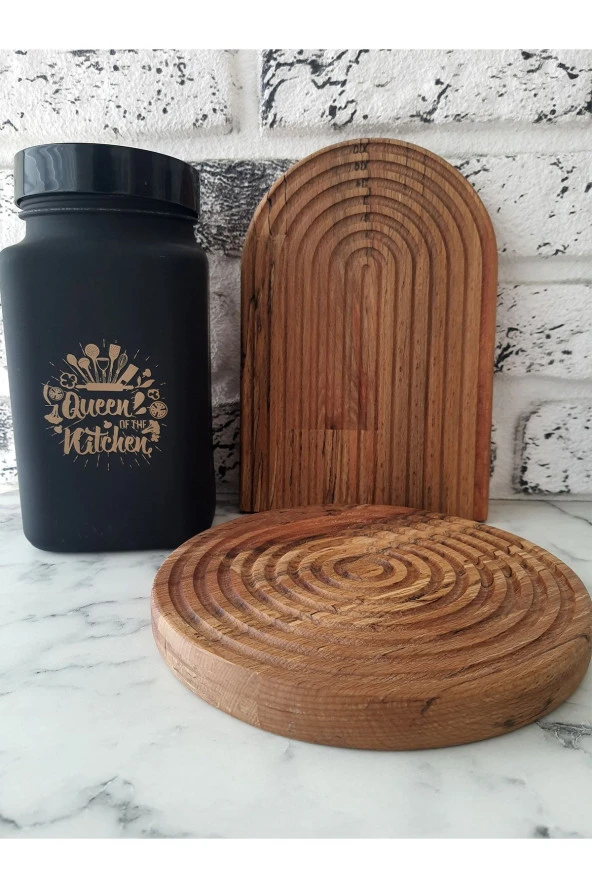 Servis Tabağı Yemek Tabağı Ahşap Sunum Tahtası 3 Parça Set - 3